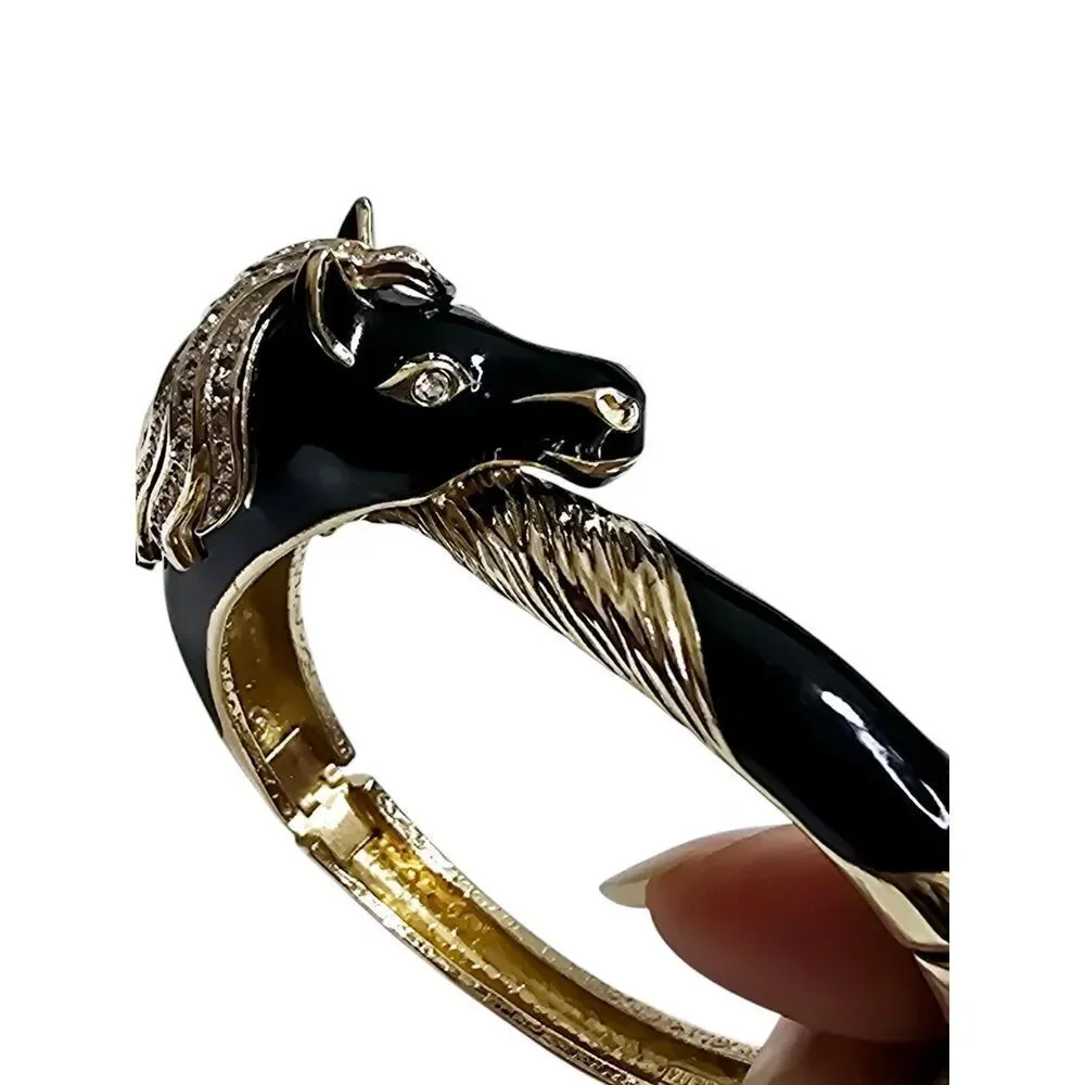 Panetta Rare Swarovski Rhinestone Horse head and Enamel Vintage Costume Bracelet - Picture 8 of 16